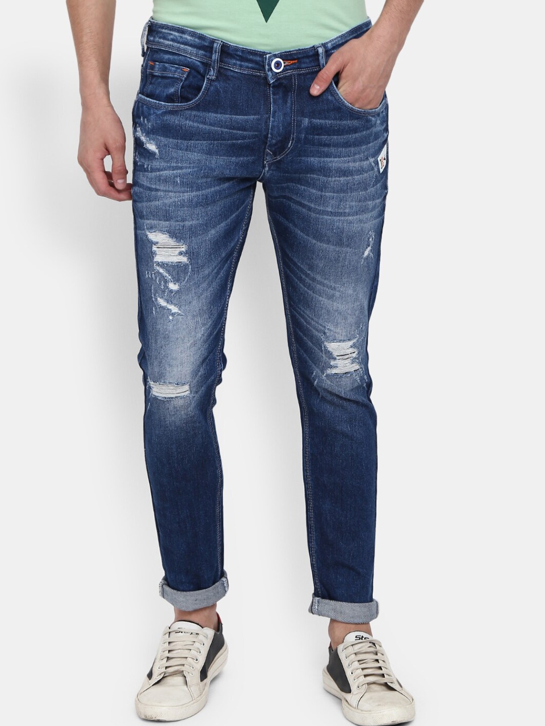 

V-Mart Men Blue Classic Slim Fit Mildly Distressed Heavy Fade Jeans