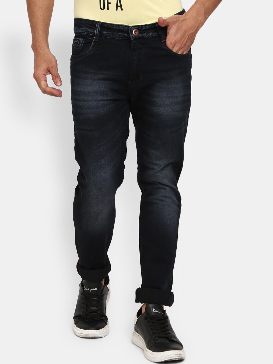 

V-Mart Men Blue Classic Low Distress Heavy Fade Jeans