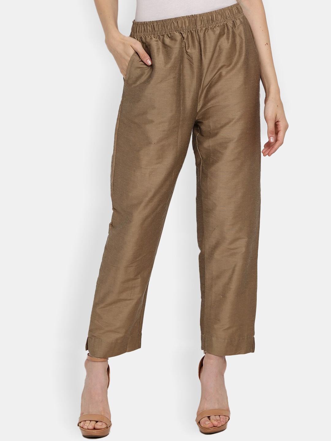 

V-Mart Women Gold-Toned Ethnic Polyester Pant