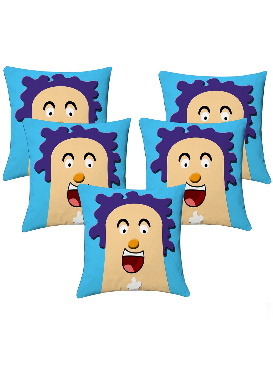 

Lushomes Blue & Beige Pack of 5 Digital Printed Square Cushion Covers