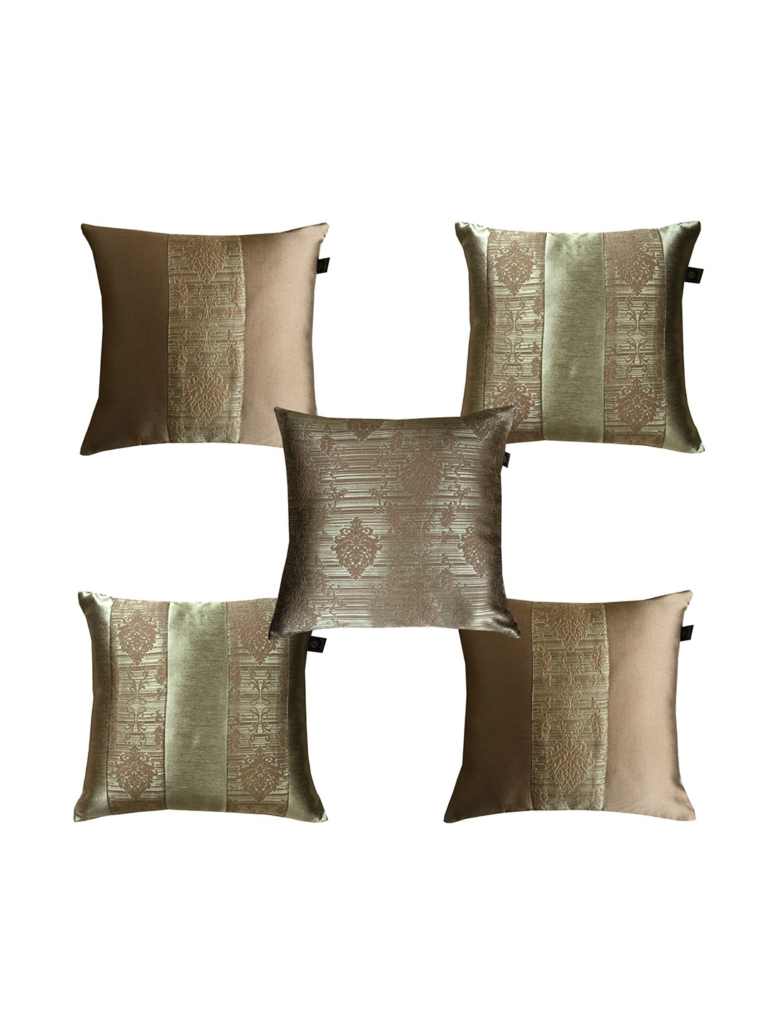 

Lushomes Brown Pack of 5 Ethnic Motifs Square Cushion Covers