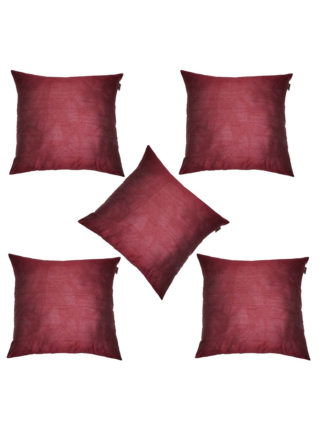 

Lushomes Maroon Set of 5 Square Cushion Covers, Burgundy