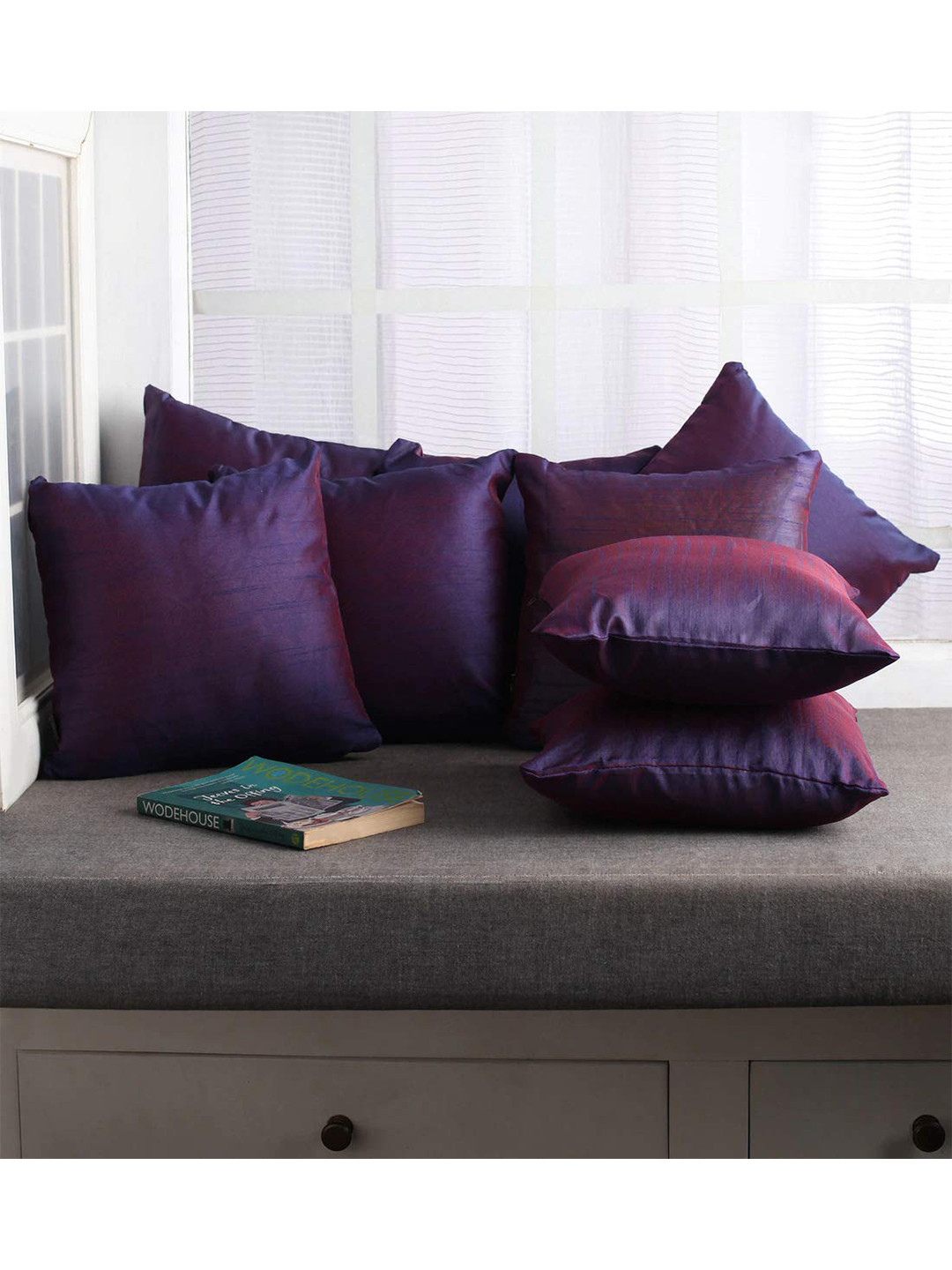 

Lushomes Purple Set of 10 Square Cushion Covers