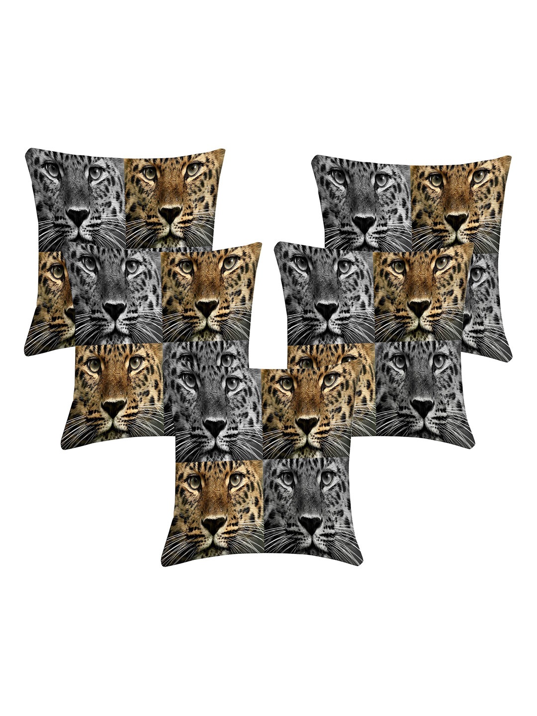 

Lushomes Black & Mustard Set of 5 Animal Square Cushion Covers