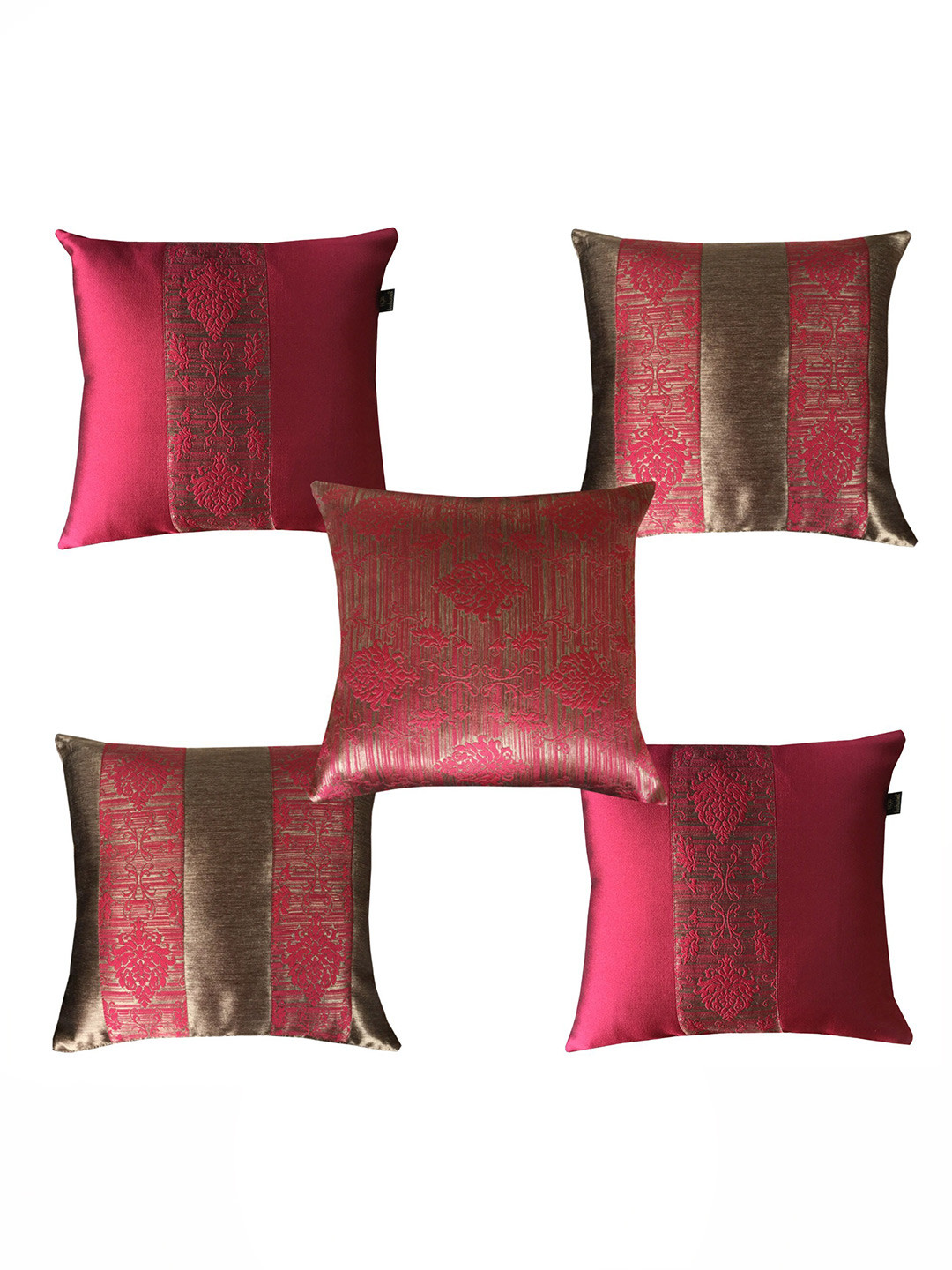 

Lushomes Red Set of 5 Square Cushion Covers