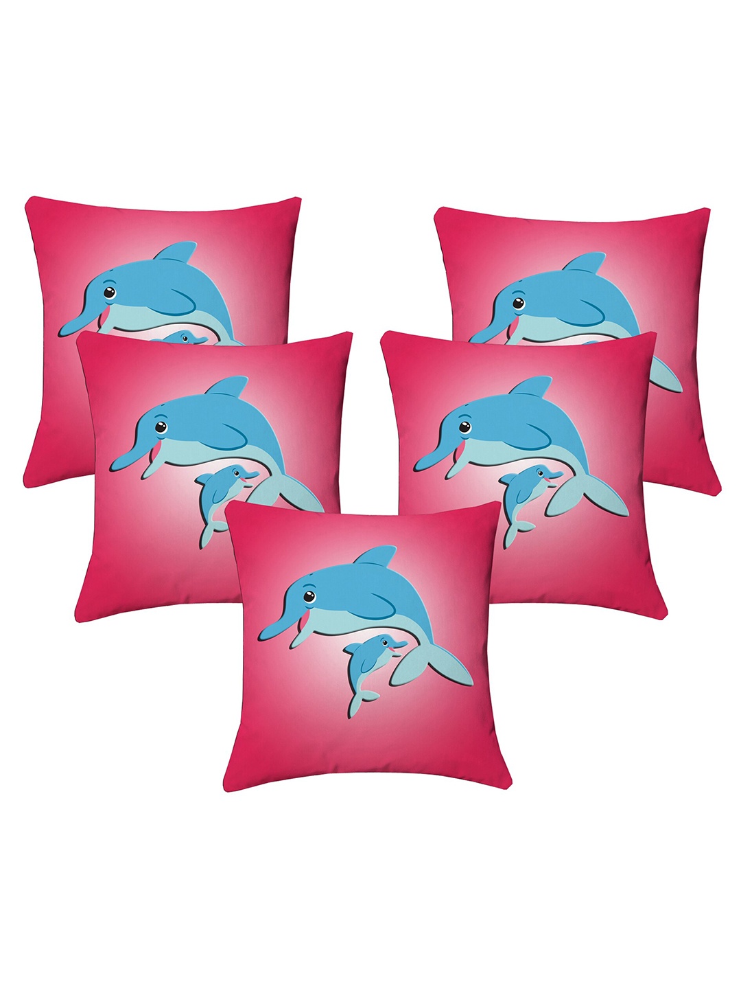 

Lushomes Pink & Blue Set of 5 Square Cushion Covers