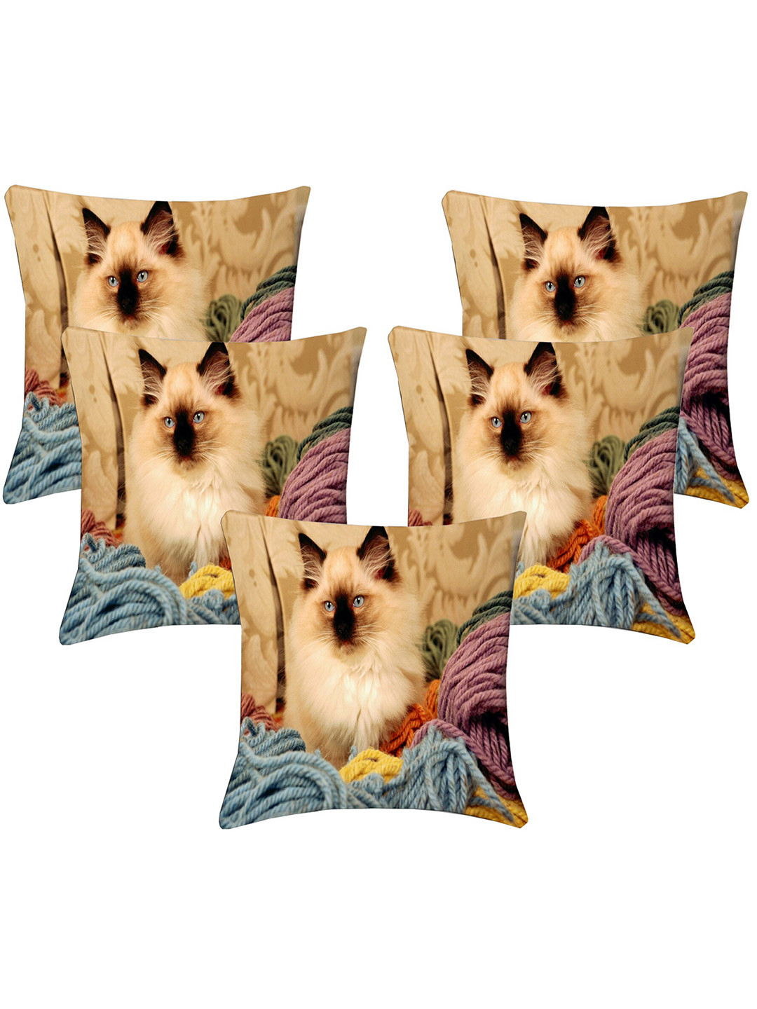 

Lushomes Orange & Brown Set of 5 Quirky Square Cushion Covers