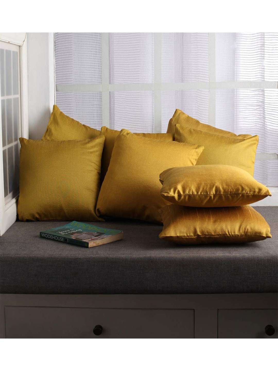 

Lushomes Gold-Toned Pack of 10 Square Cushion Covers