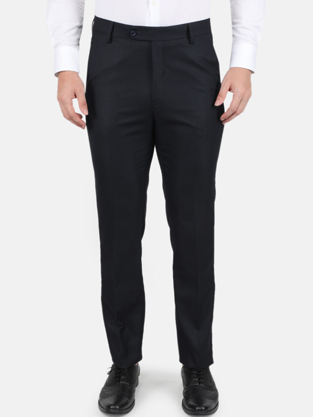 

Monte Carlo Men Navy Blue Smart Slim Fit Trousers