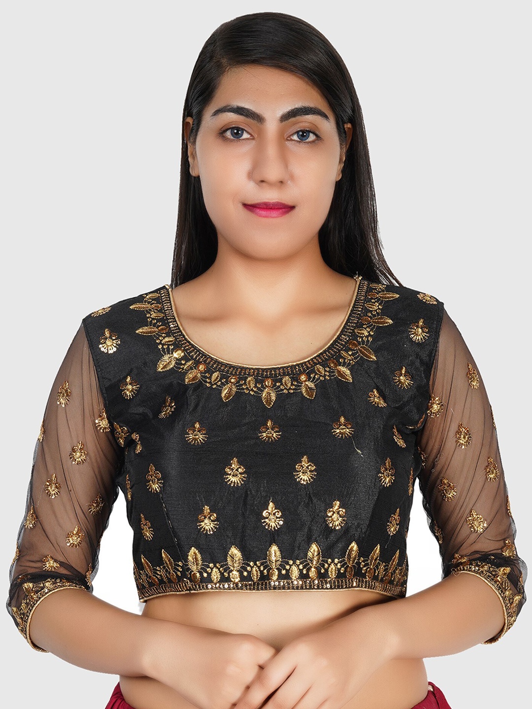 

Trendzmy Women Black Embroidered Saree Blouse