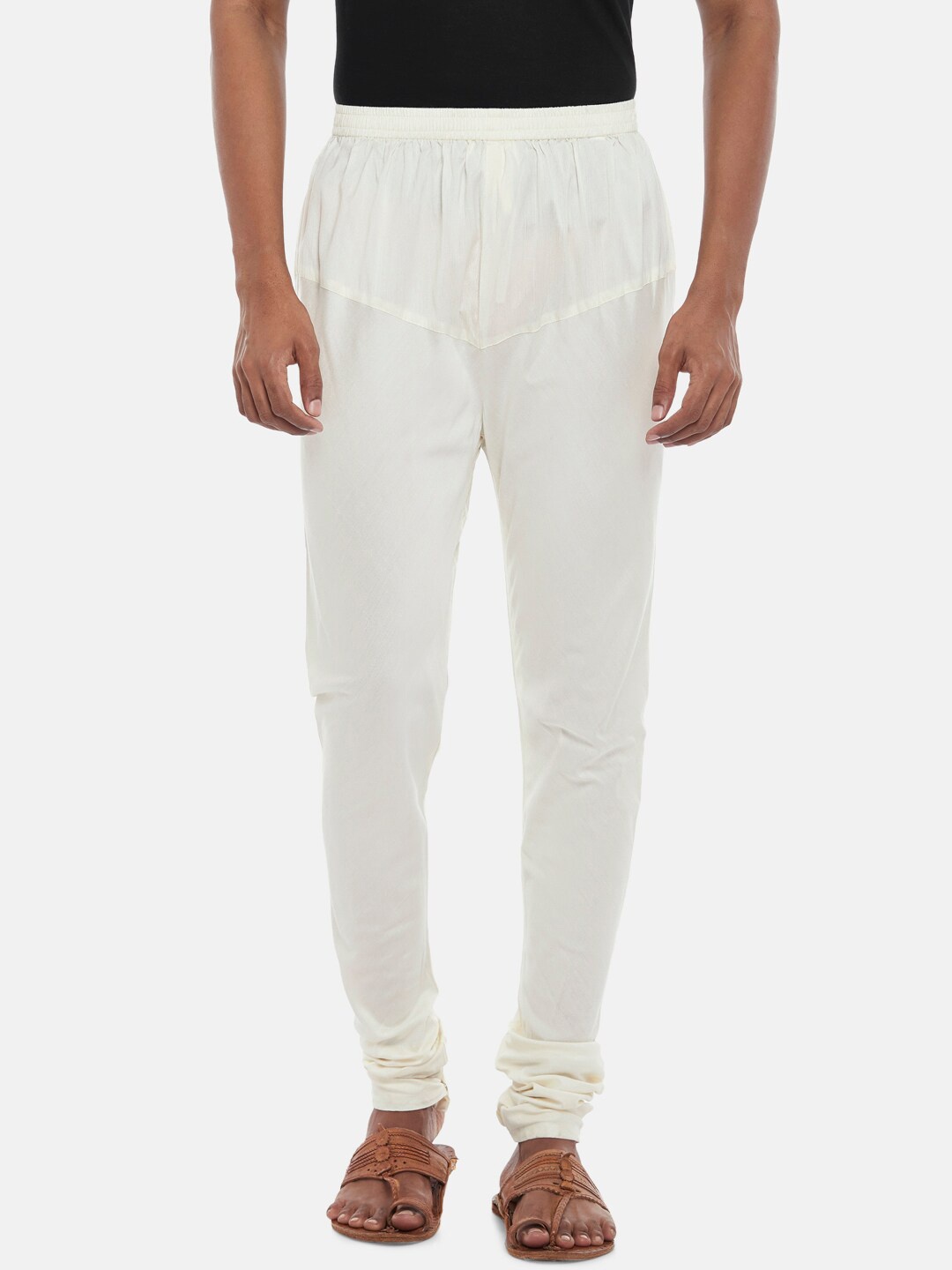 

indus route by Pantaloons Men Off White Solid Churidar