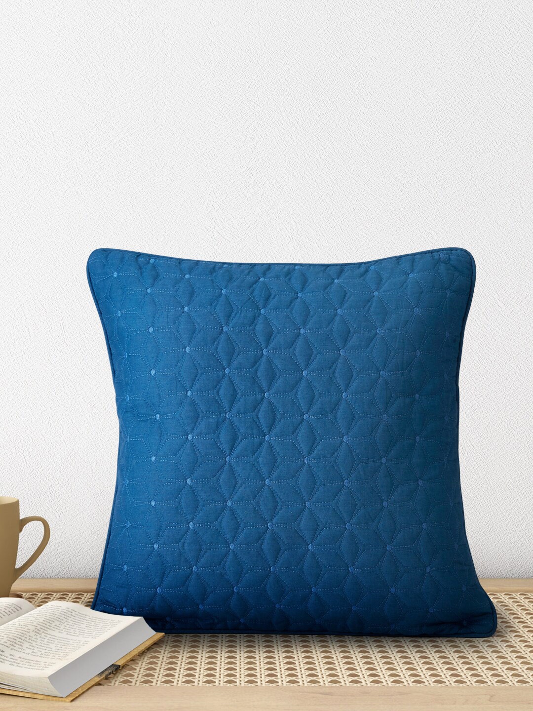 

Living scapes by Pantaloons Blue Geometric Square Cushion Pure Cotton Cover