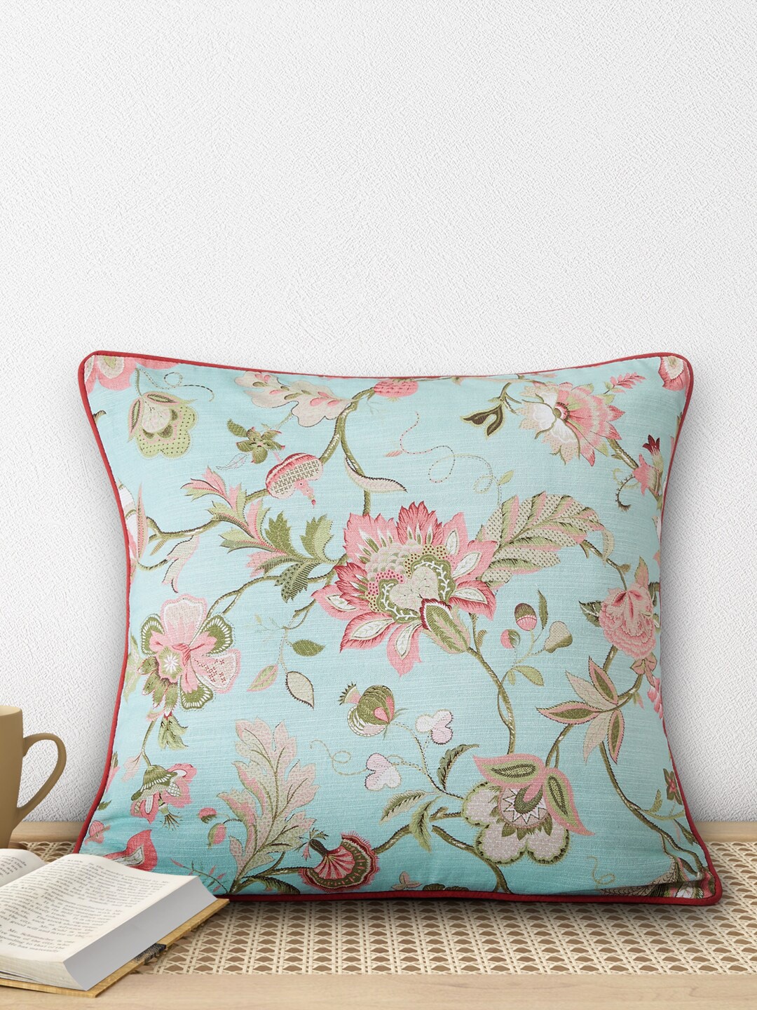 

Living scapes by Pantaloons Blue & Pink Floral Square Cushion Covers