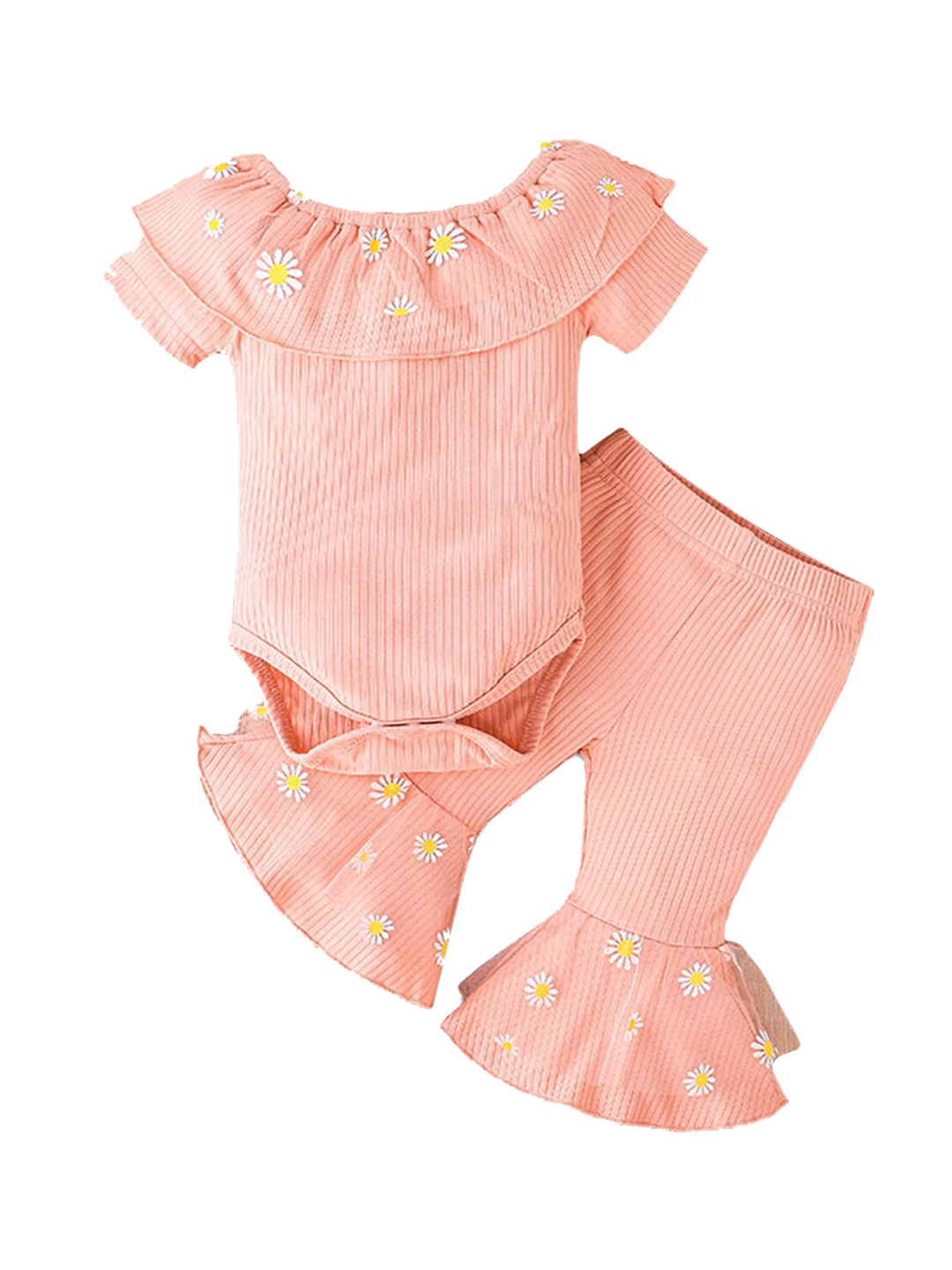 

Hopscotch Girls Peach-Coloured Printed Clothing Set