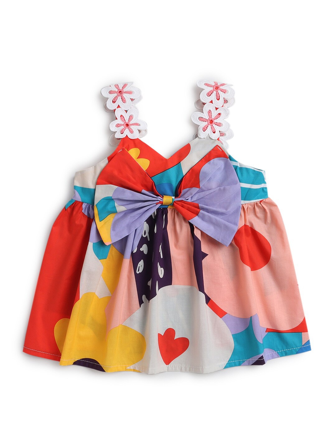 

Hopscotch Girls Blue & Red Floral Printed Dress