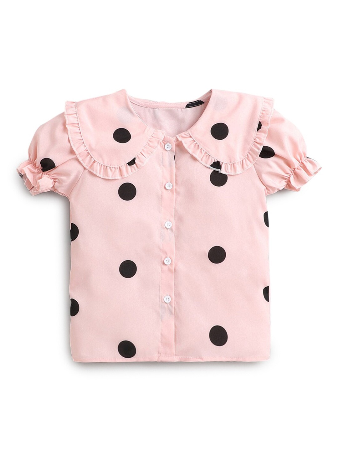 

Hopscotch Pink & Black Print Peter Pan Collar Top