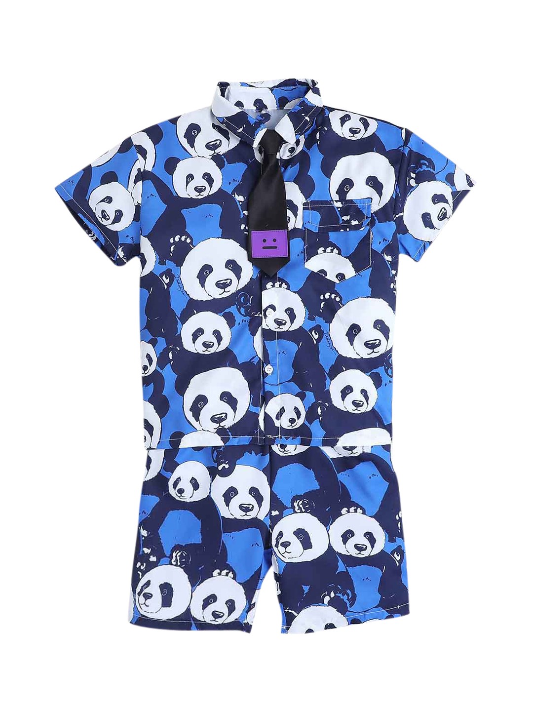 

Hopscotch Boys Blue & White Printed Shirt with Shorts