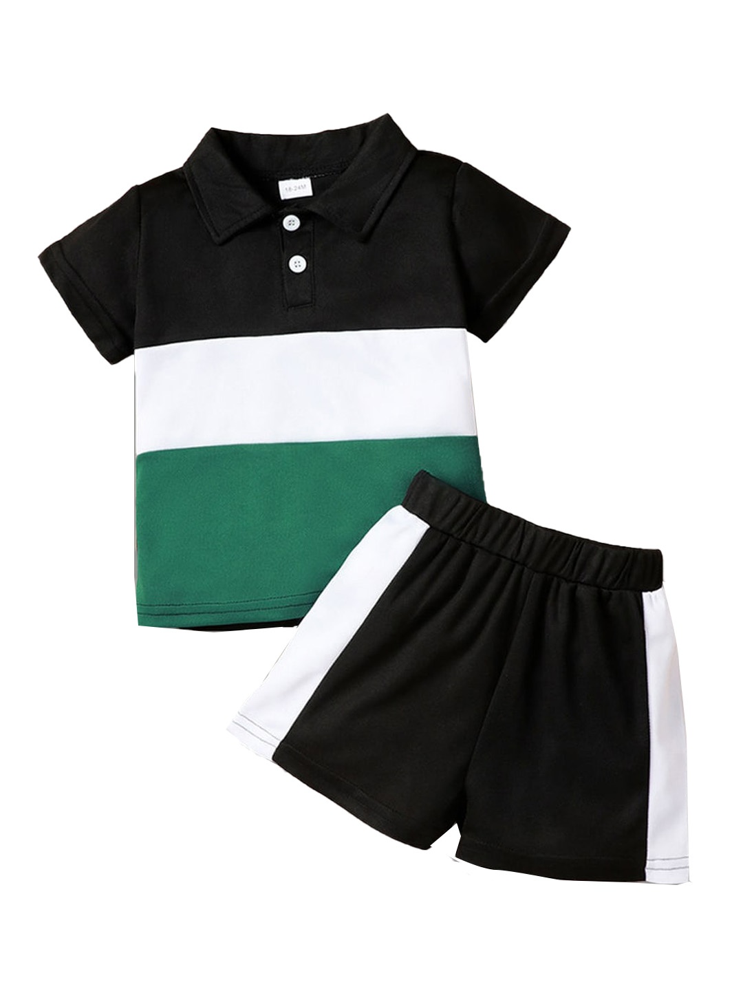 

Hopscotch Boys Black & White Colourblocked T-shirt with Shorts