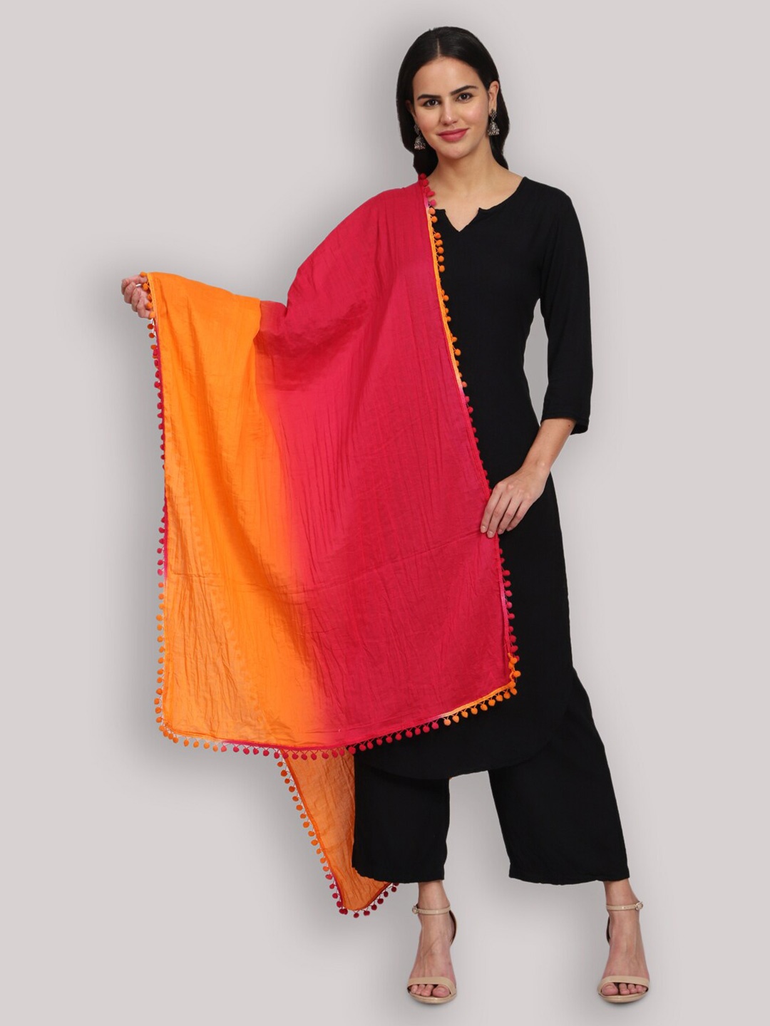 

SHEREEN Mustard & Fuchsia Ombre Dupatta