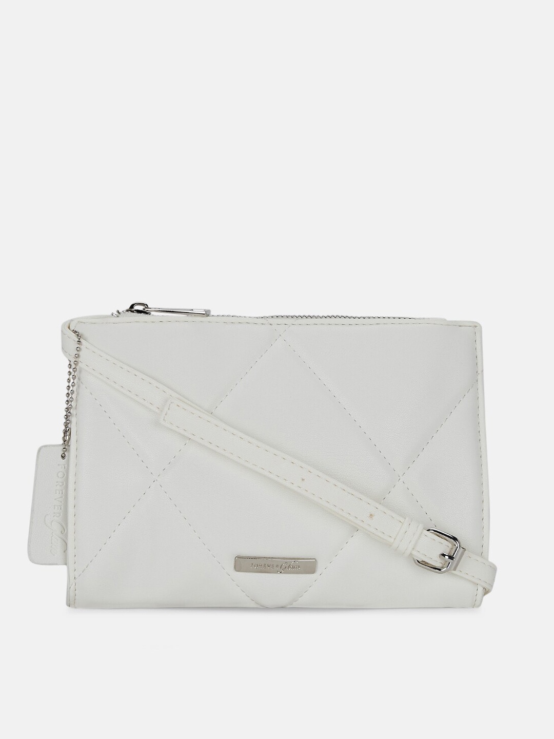 

Forever Glam by Pantaloons Off White PU Structured Sling Bag with Quilted