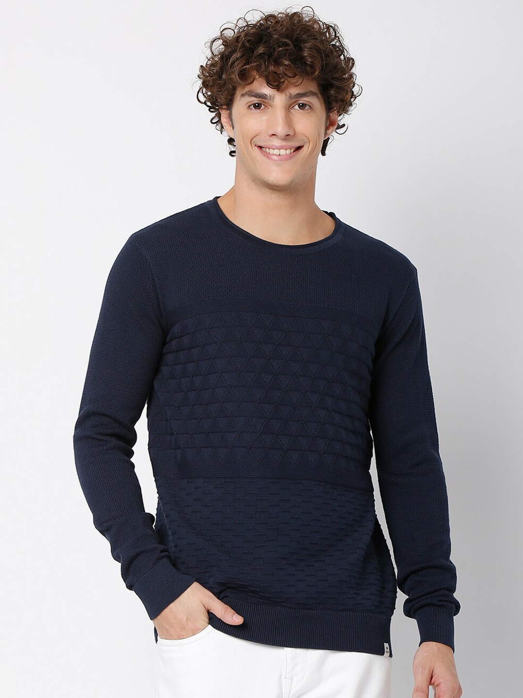 

Mufti Men Navy Blue Pullover