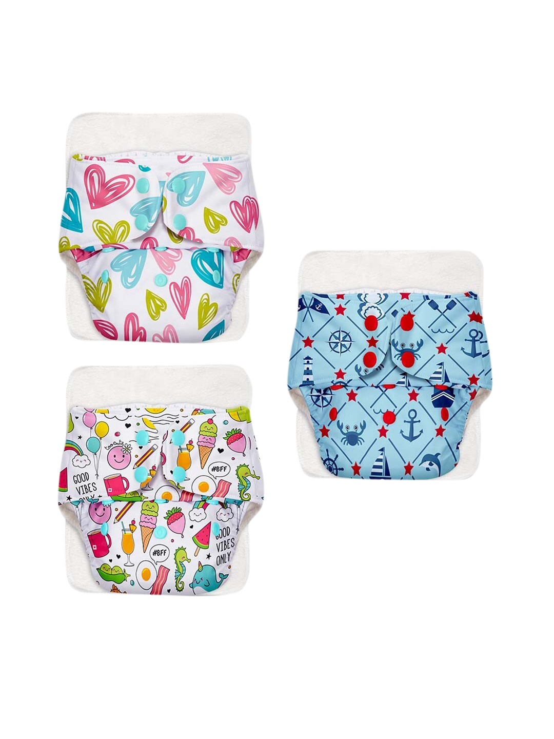 

SuperBottoms Infant Pack Of 3 Cloth Diapers, White