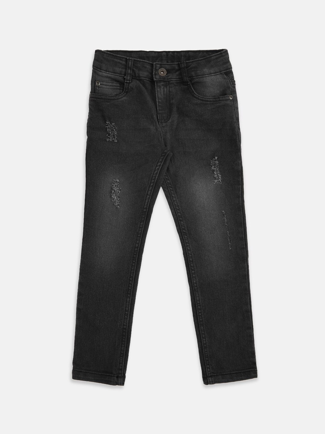 

Pantaloons Junior Boys Black Tapered Fit Low Distress Light Fade Jeans