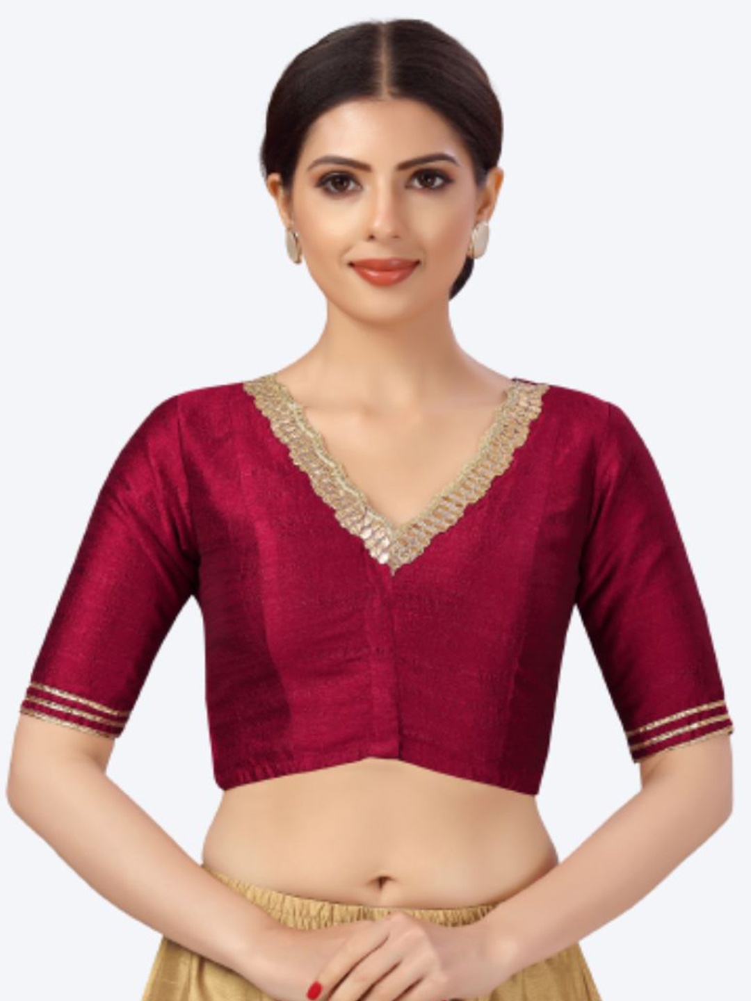 

Studio Shringaar Women Maroon Embroidered Saree Blouse