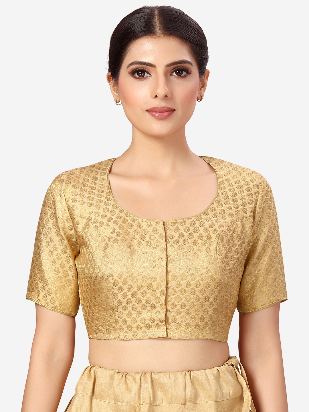 

Studio Shringaar Women Golden Brocade Saree Blouse, Gold