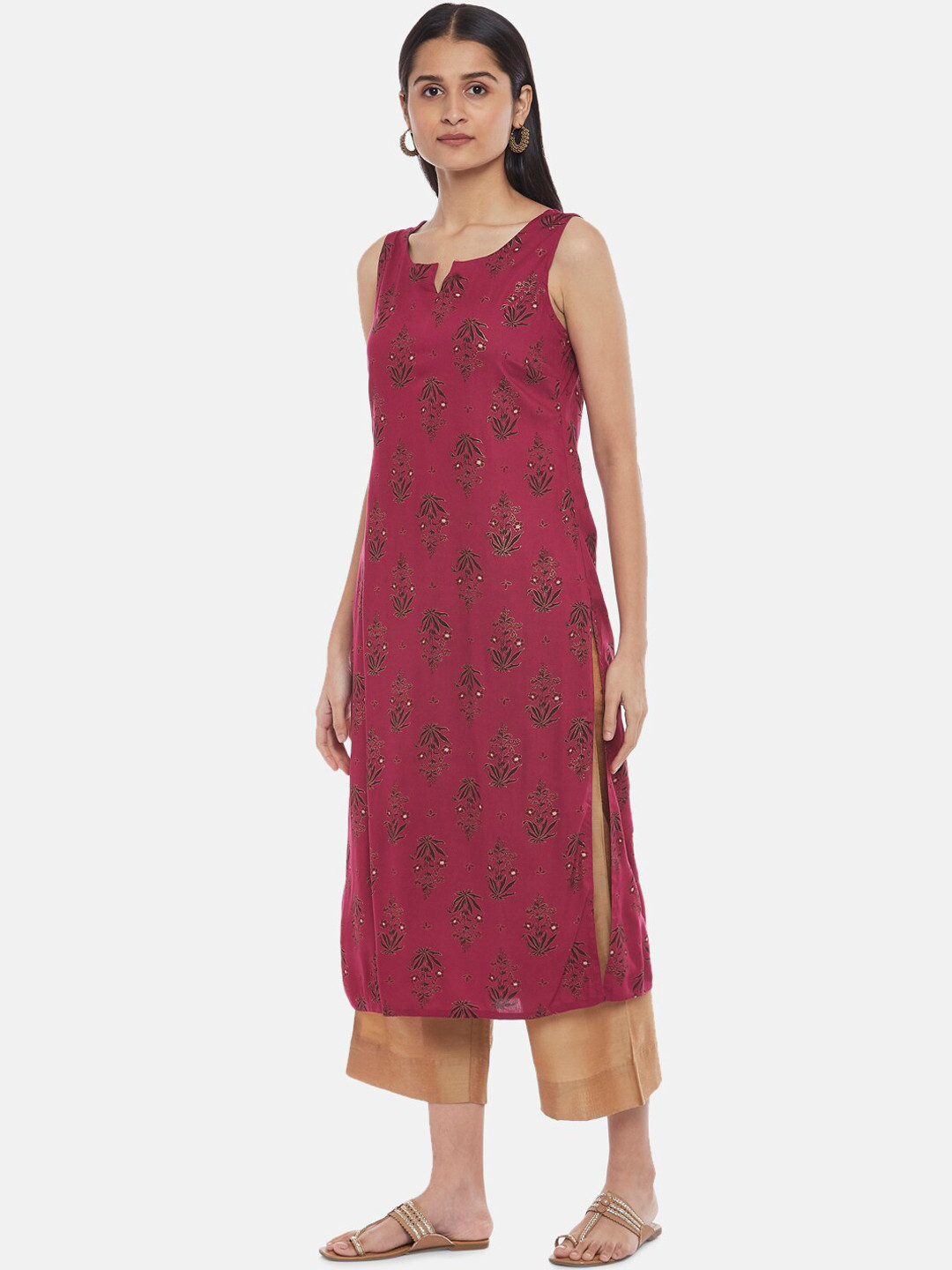 

RANGMANCH BY PANTALOONS Women Pink Floral Embroidered Thread Work Kurta