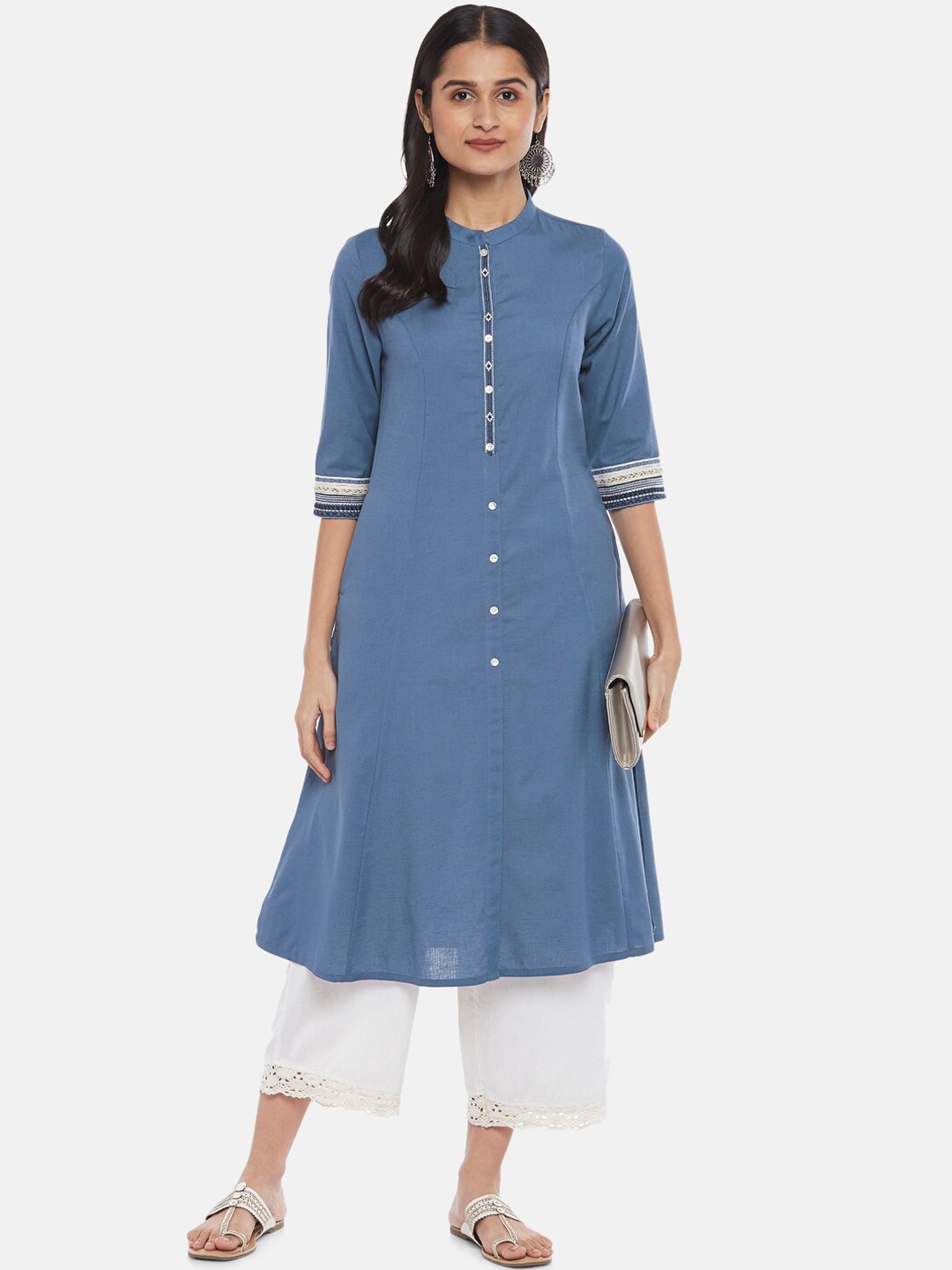 

RANGMANCH BY PANTALOONS Women Blue Solid Kurta