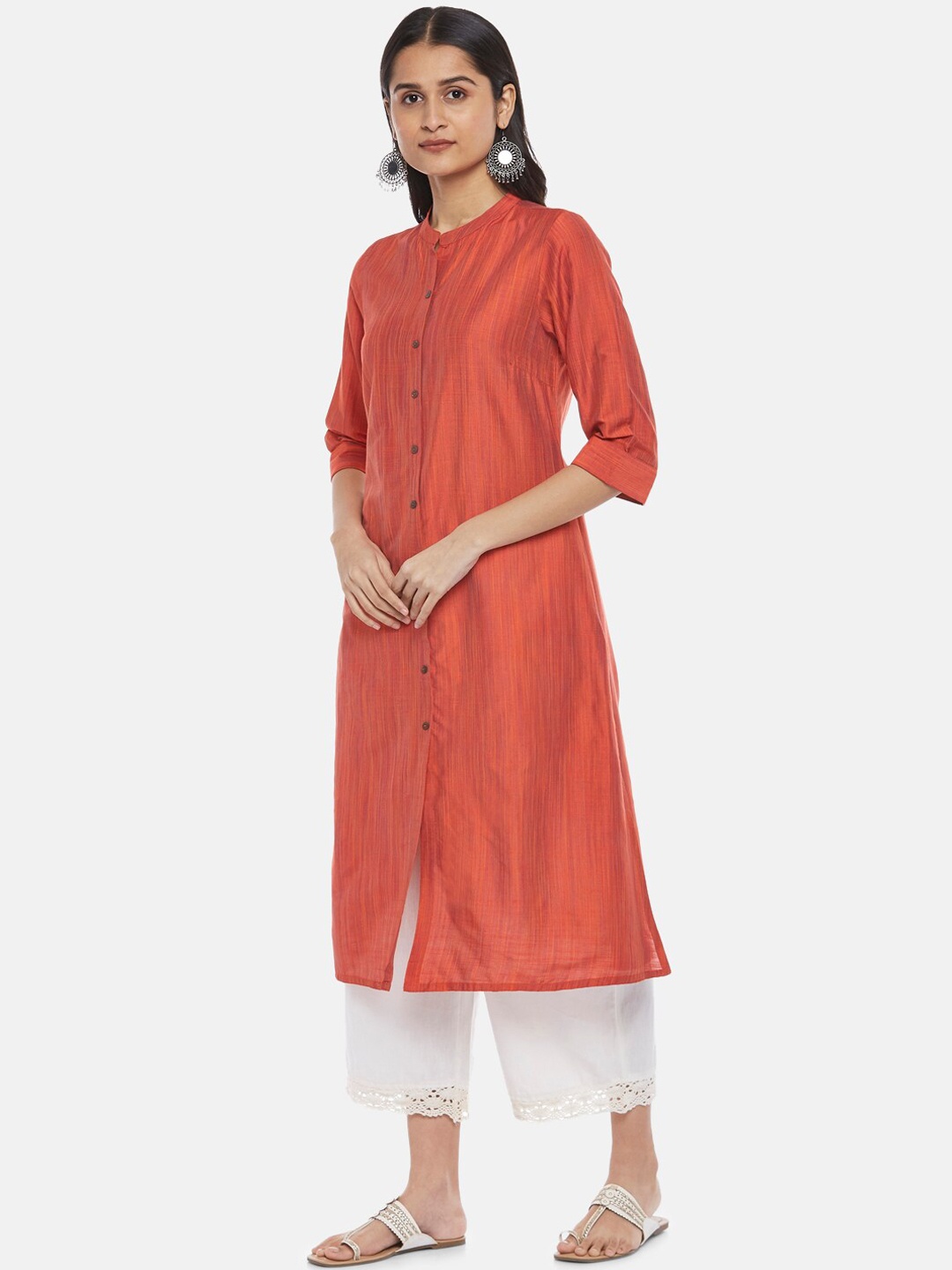 

RANGMANCH BY PANTALOONS Women Coral Solid Pathani Kurta