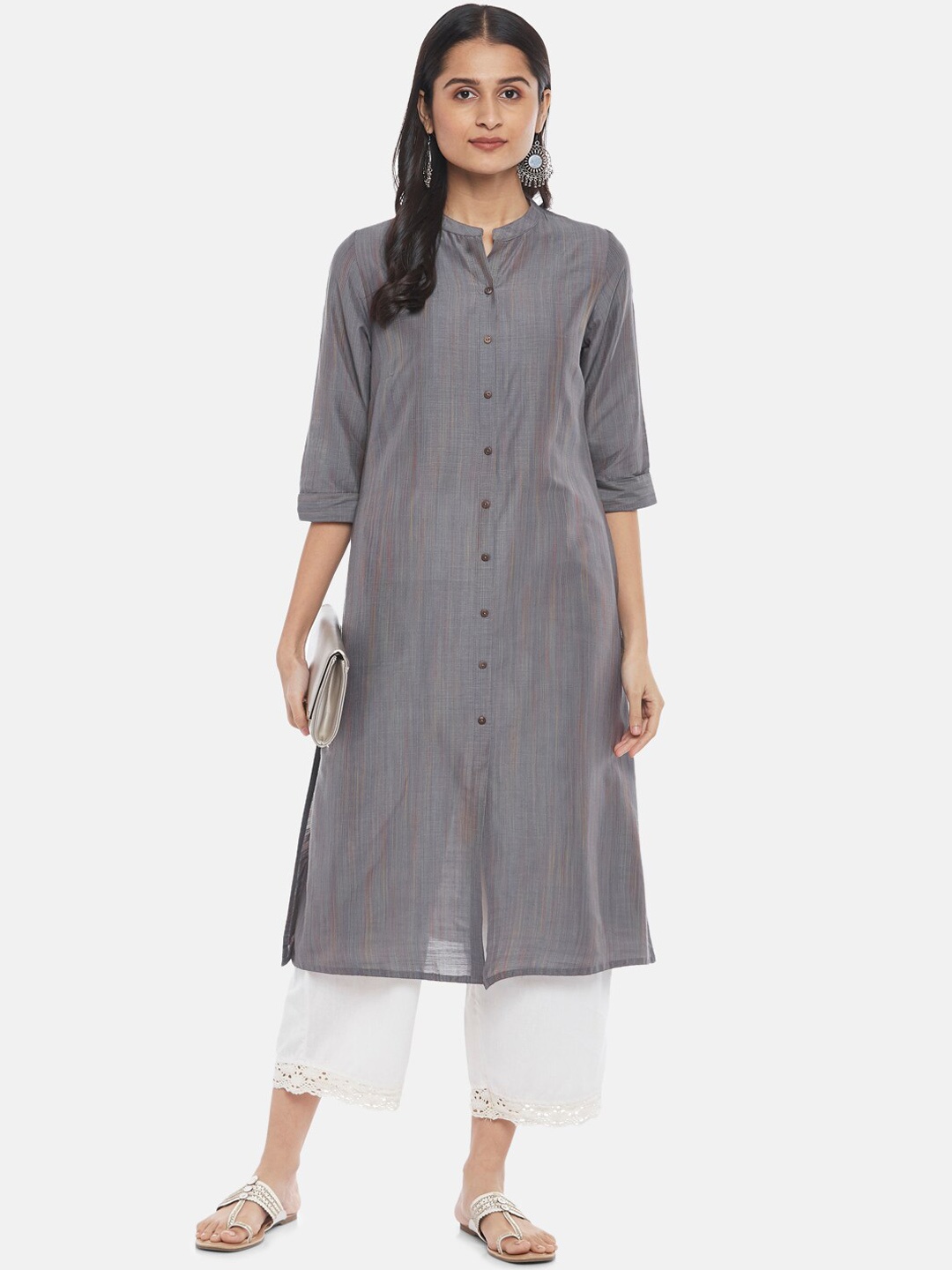 

RANGMANCH BY PANTALOONS Women Grey Straight Kurta