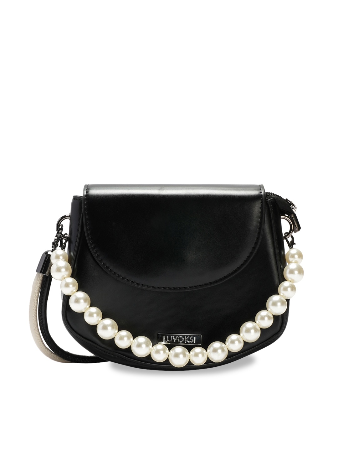 

Luvoksi Black Pearl Embellished PU Sling Bag