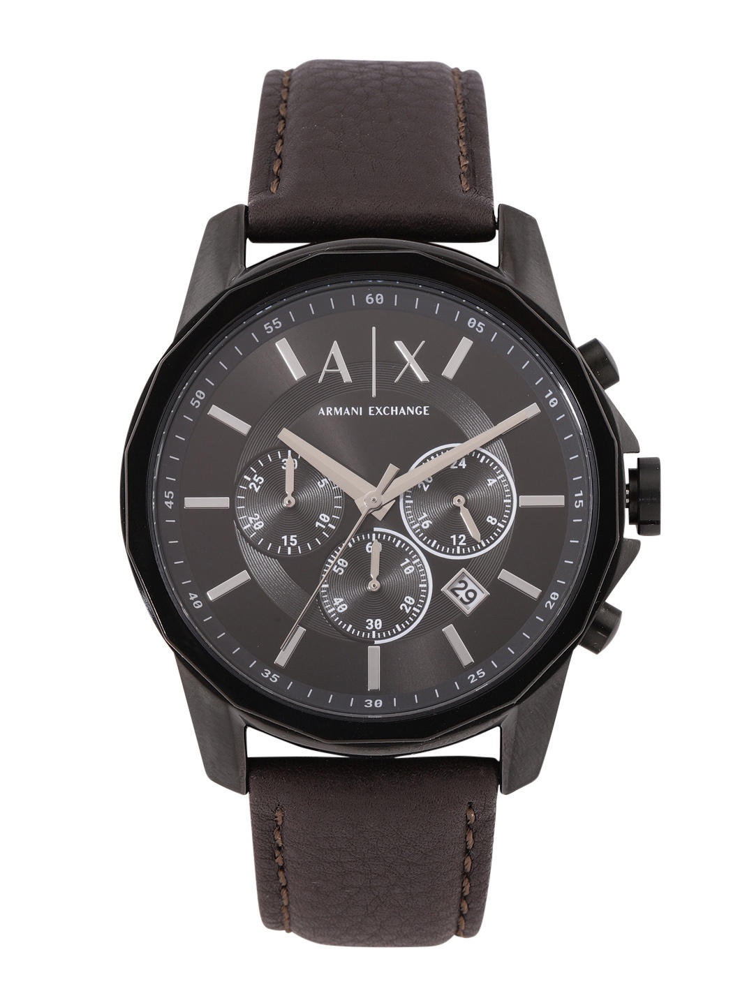 

Armani Exchange Men Black Dial & Brown Leather Straps Analogue Watch AX1732