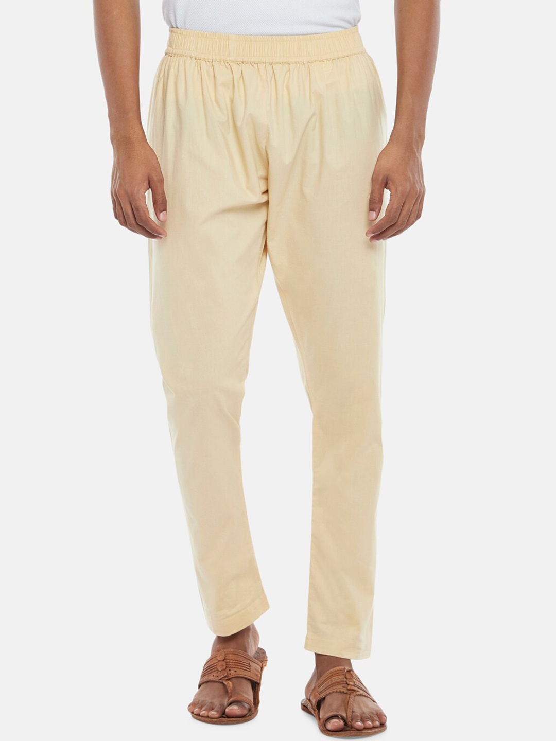 

indus route by Pantaloons Men Beige Solid Cotton Pyjama
