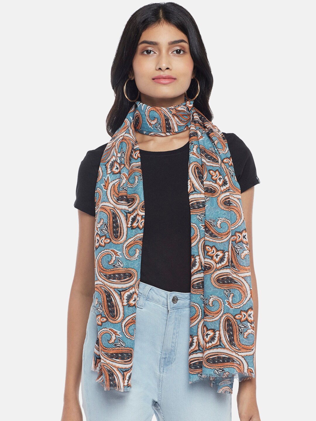 

Honey by Pantaloons Women Blue & Off White Printed Scarf
