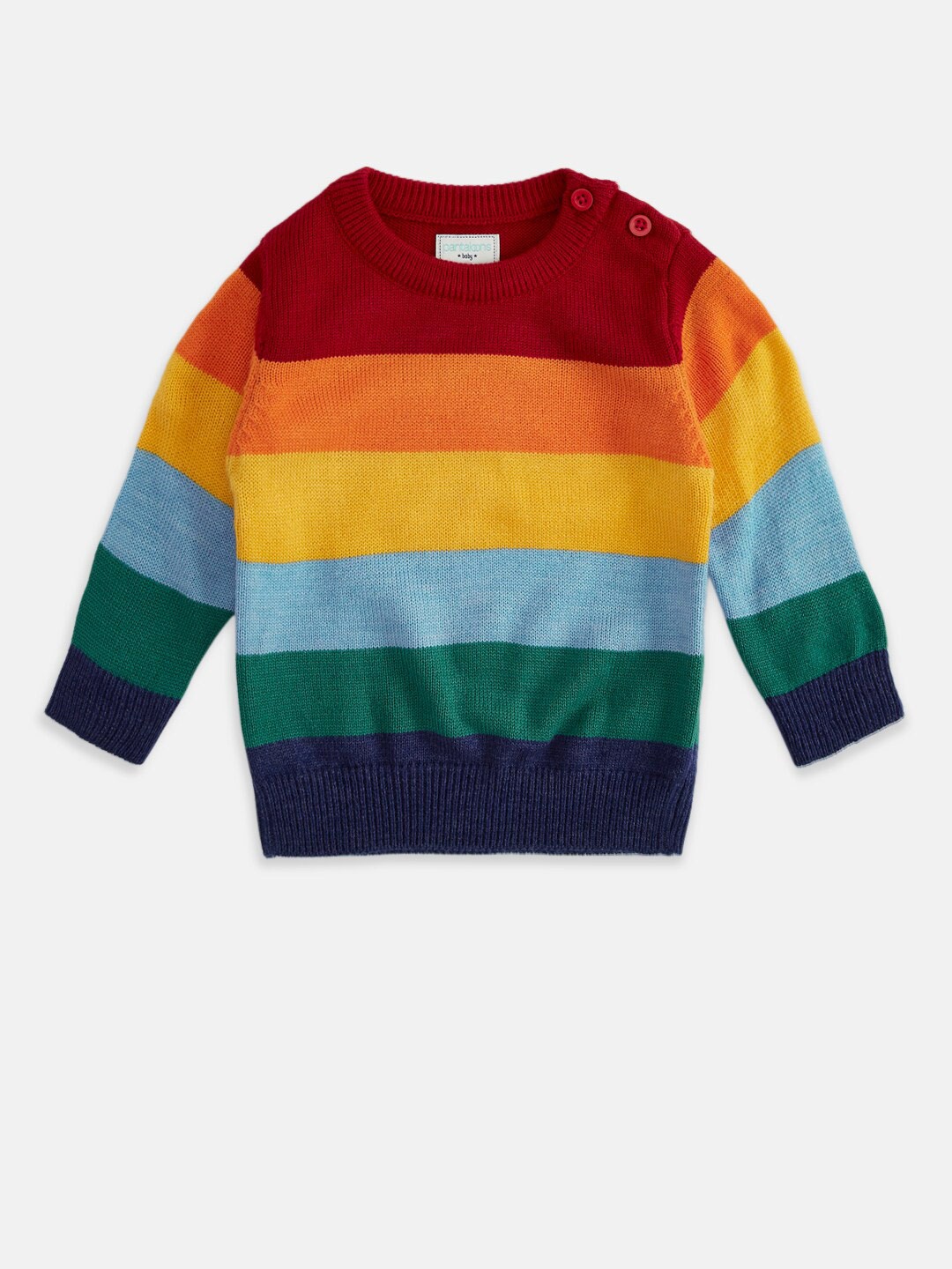 

Pantaloons Junior Boys Red & Yellow Striped Full Hand Pullover