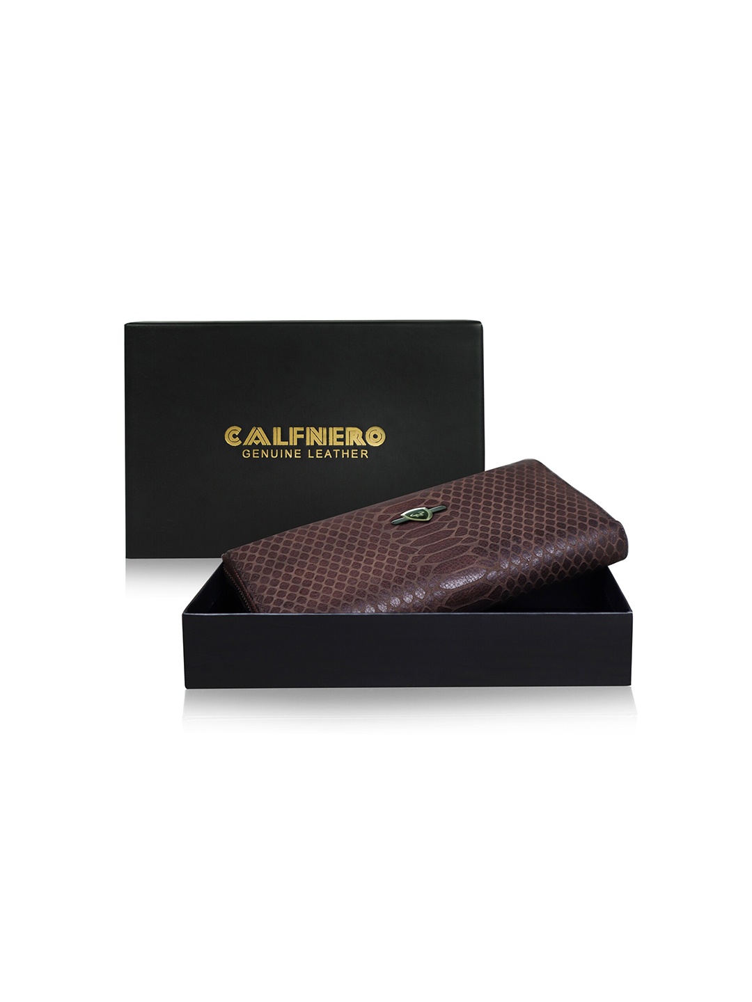 

CALFNERO Women Brown Textured Leather Two Fold Wallet