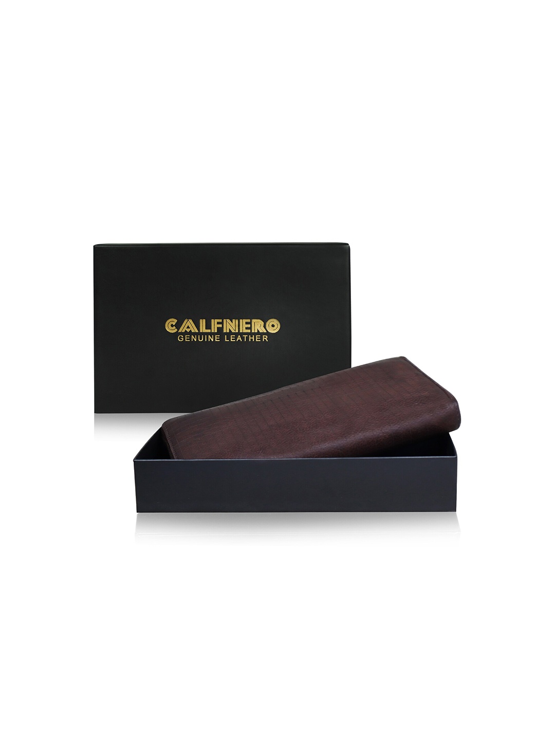 

CALFNERO Women Brown Textured Leather Zip Around Wallet