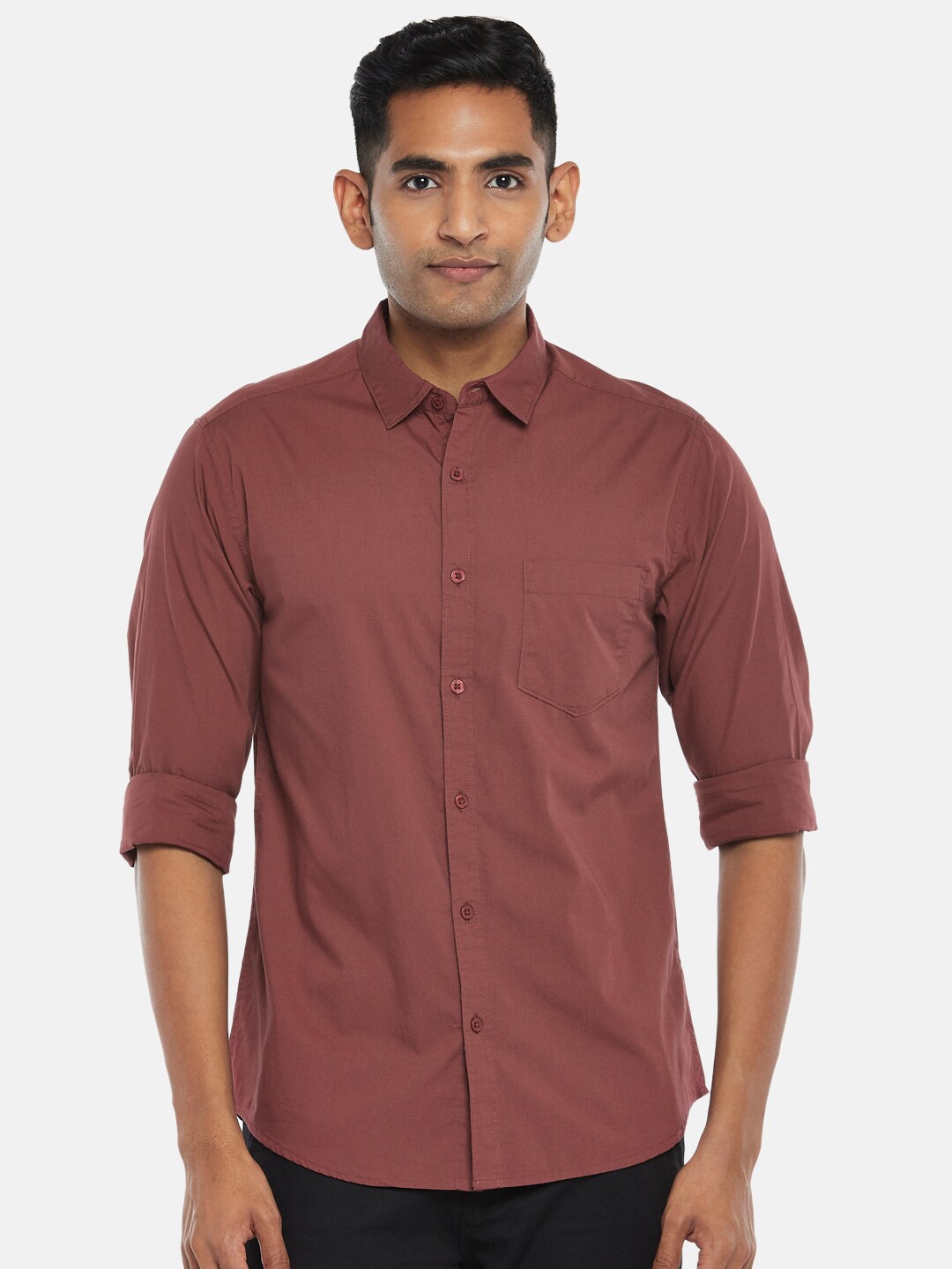 

BYFORD by Pantaloons Men Rust Slim Fit Casual Shirt