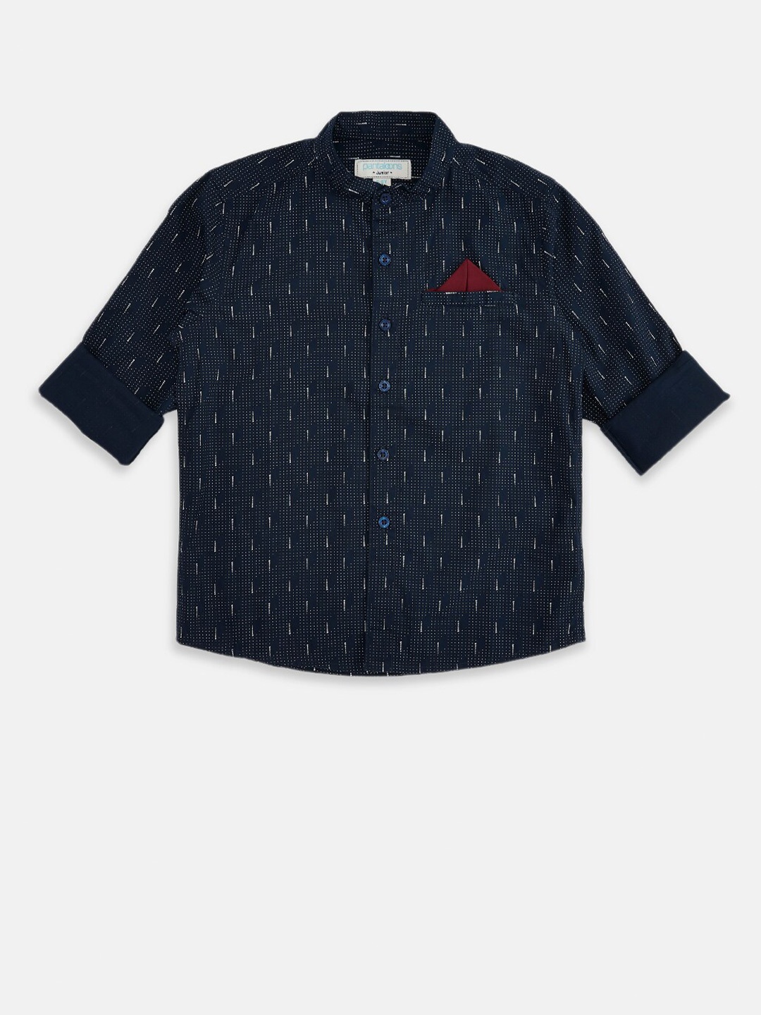 

Pantaloons Junior Boys Teal Printed Party Shirt