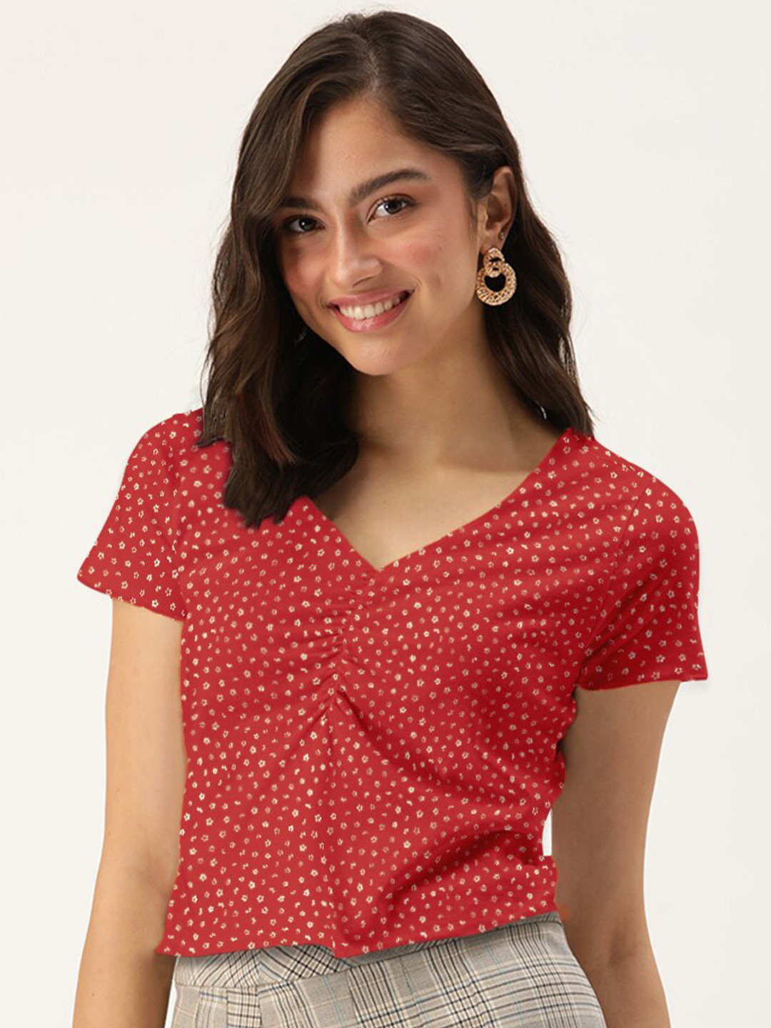 

DressBerry Pink Printed Crop Top