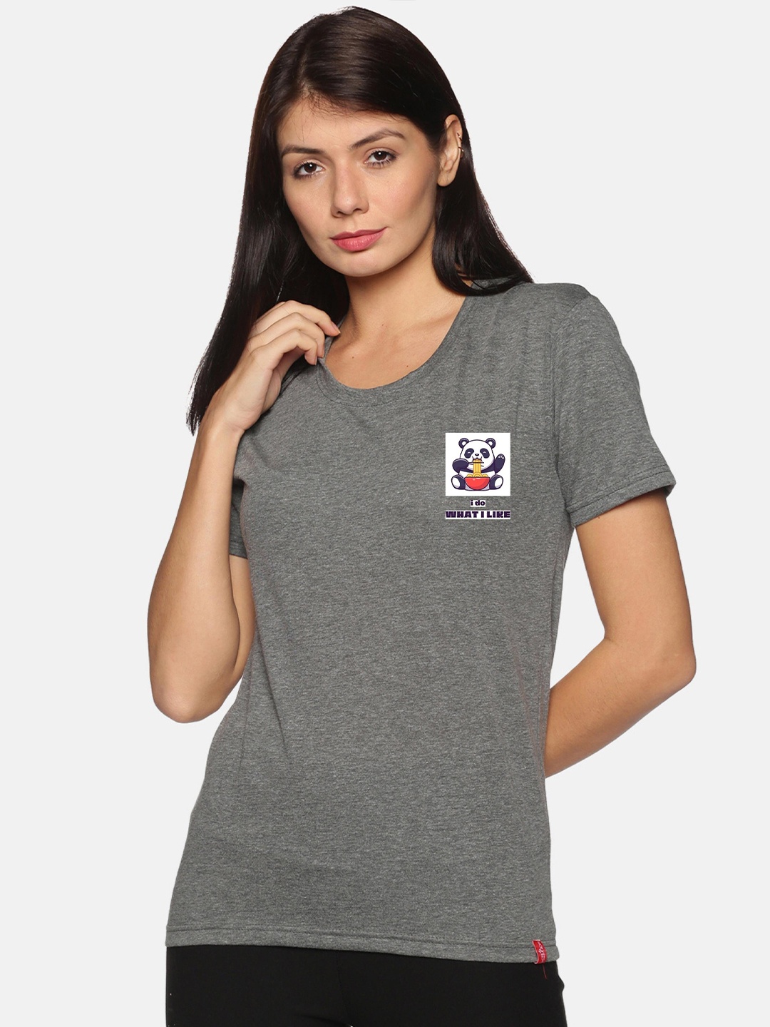 

NOT YET by us Women Grey Round Neck T-shirt