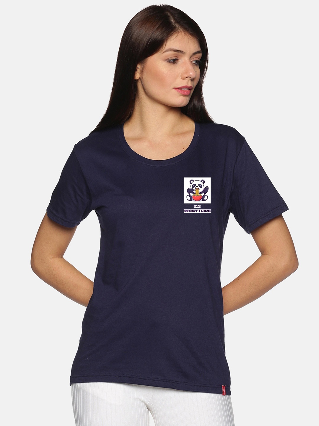 

NOT YET by us Women Navy Blue T-shirt