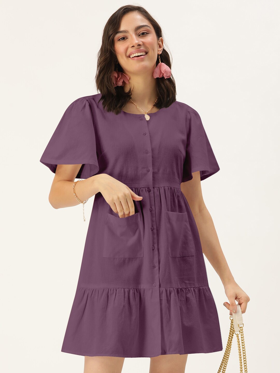 

DressBerry Women Purple Solid Dress