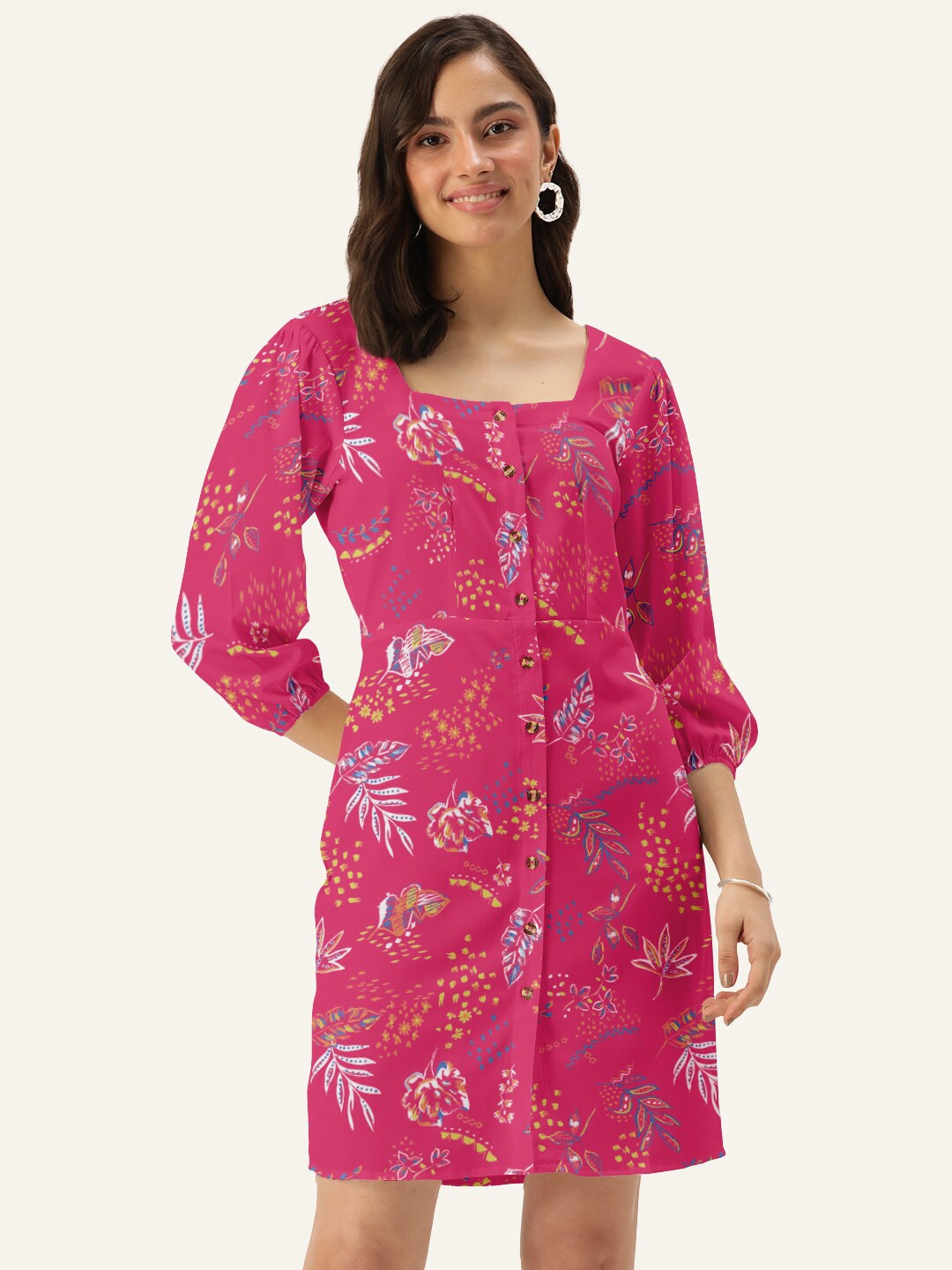 

DressBerry Pink Floral Sheath Mini Dress