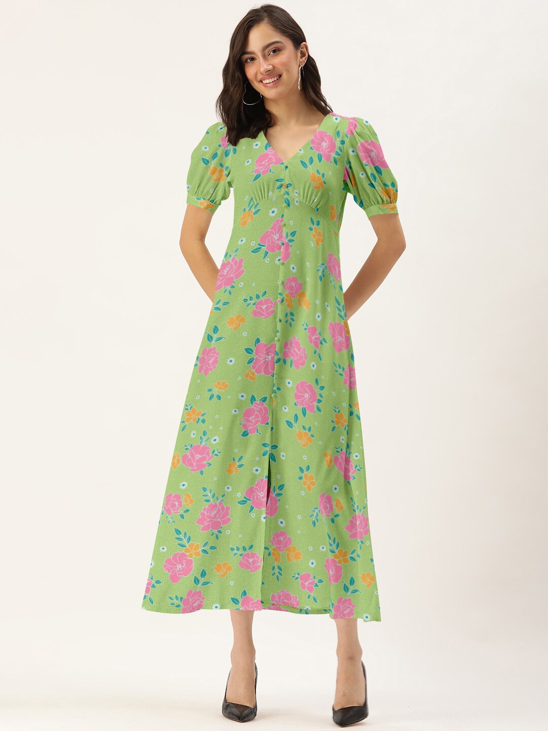 

DressBerry Women Green Floral Maxi Dress