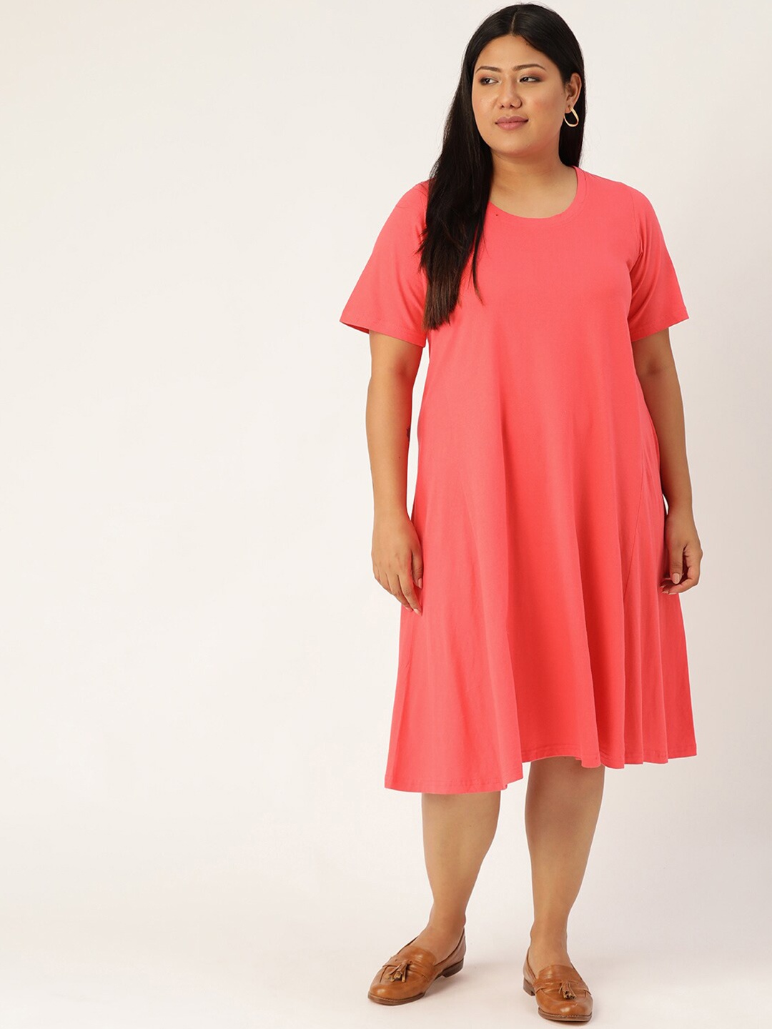 

theRebelinme Women Peach-Coloured A-Line Dress