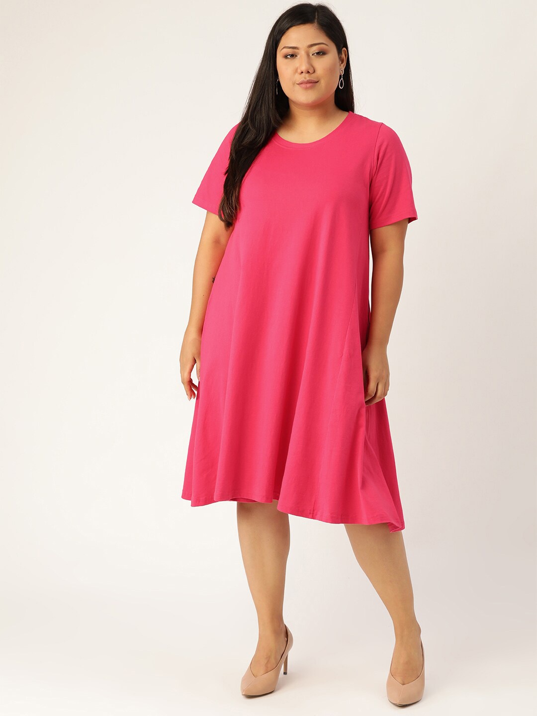 

theRebelinme Plus Size Women Fuchsia A-Line Dress